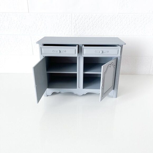 Barbie Miniature Dollhouse Gray French Cabinet Sideboard 1:6 Scale 3D Printed - Picture 4 of 6